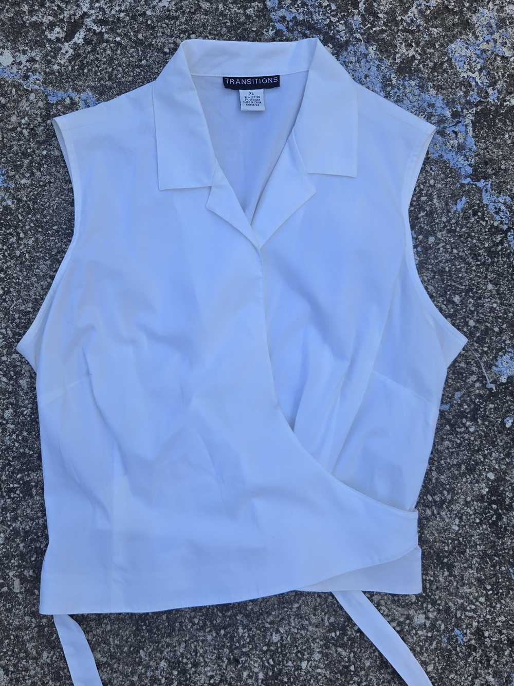Transitions White cotton Blend  wrap blouse cotton size XL Offuce Siren Y2k